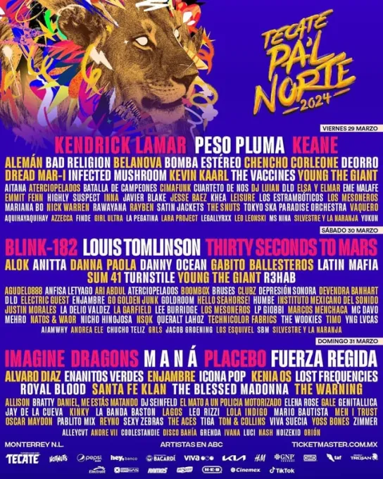 Tecate Pa'l Norte Imagine Dragons, Mana & Placebo Sunday at Parque